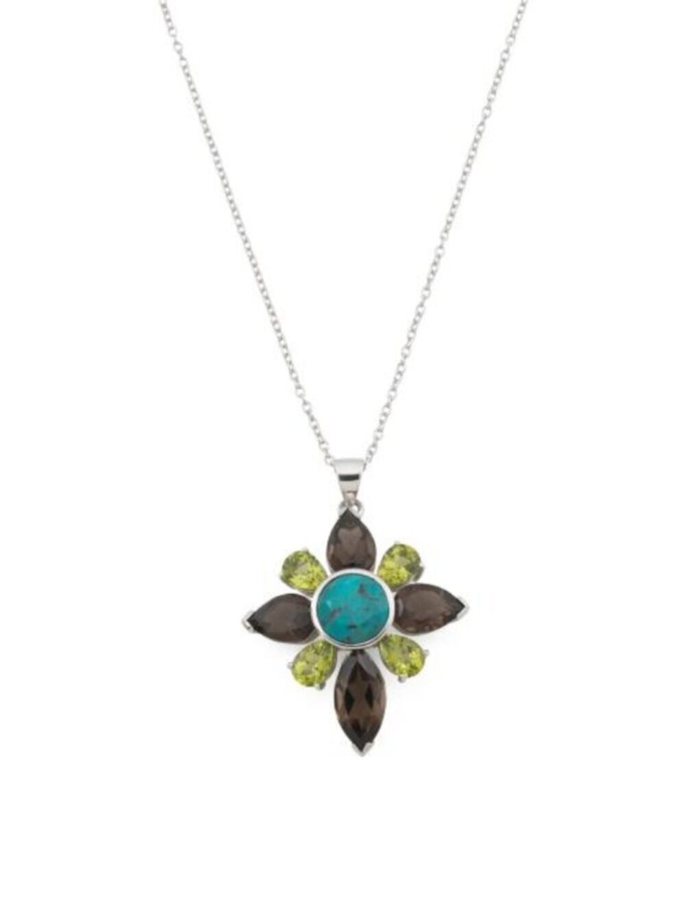 ELEMENTS Sterling Silver Multi Gemstone Cross Necklace